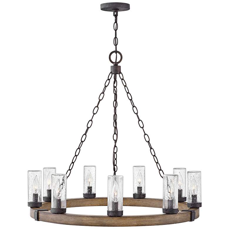 Image 4 Hinkley Sawyer 30 inch Wide Sequoia 9-Light Wagon Wheel Outdoor Chandelier more views