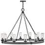 2_Hinkley Sawyer 38" Wide 12-Light Aged Zinc LED Outdoor Ring Chandelier