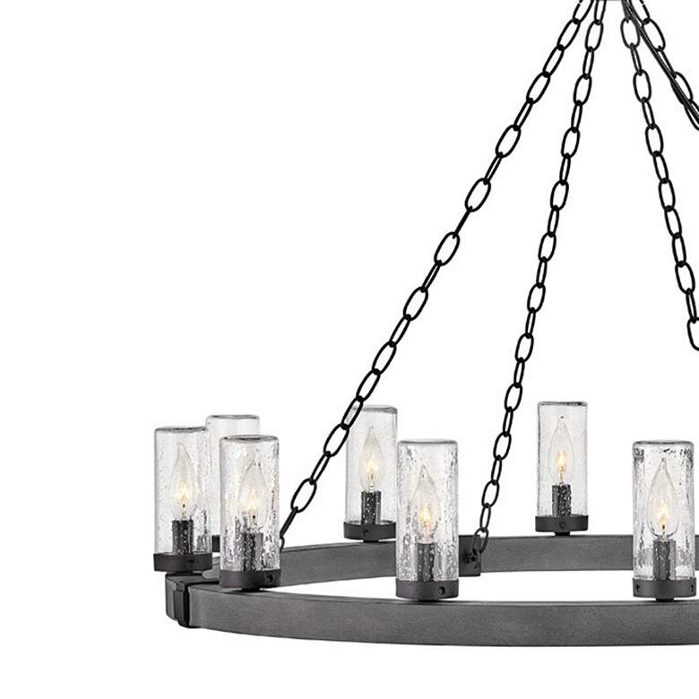 Image 3 Hinkley Sawyer 38" Wide 12-Light Aged Zinc LED Outdoor Ring Chandelier more views