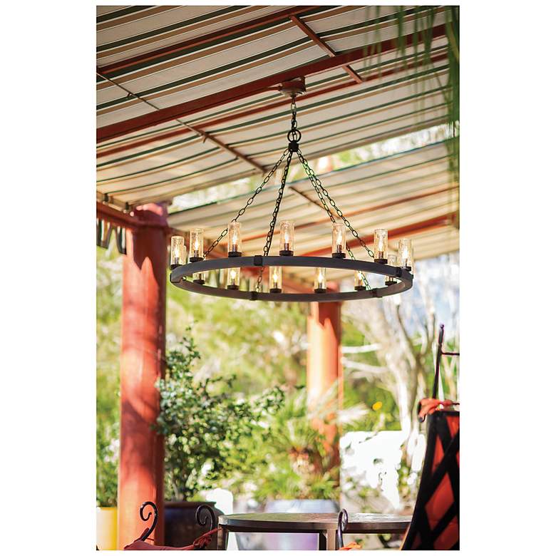 Image 5 Hinkley Sawyer 38" Wide 12-Light Aged Zinc LED Outdoor Ring Chandelier more views