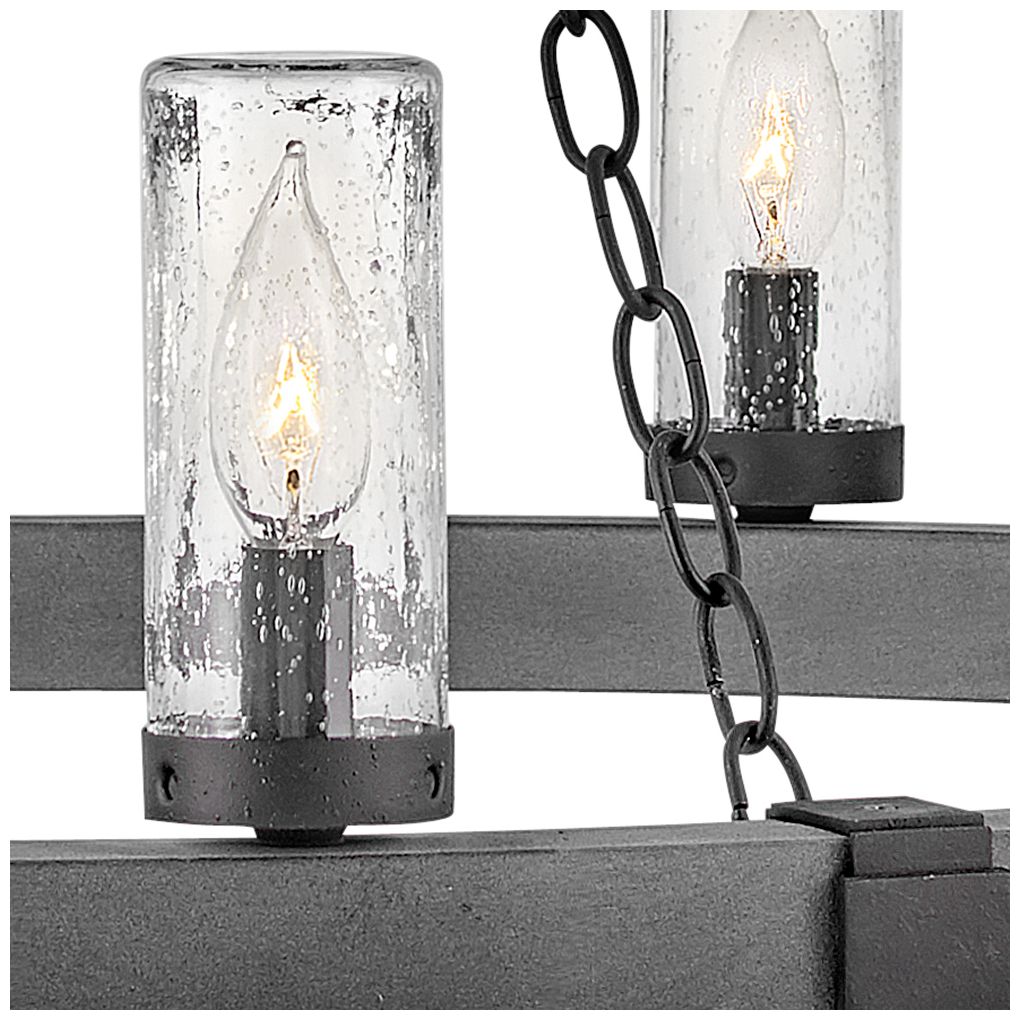 Hinkley Sawyer 38" Wide 12-Light Aged Zinc LED Outdoor Ring Chandelier