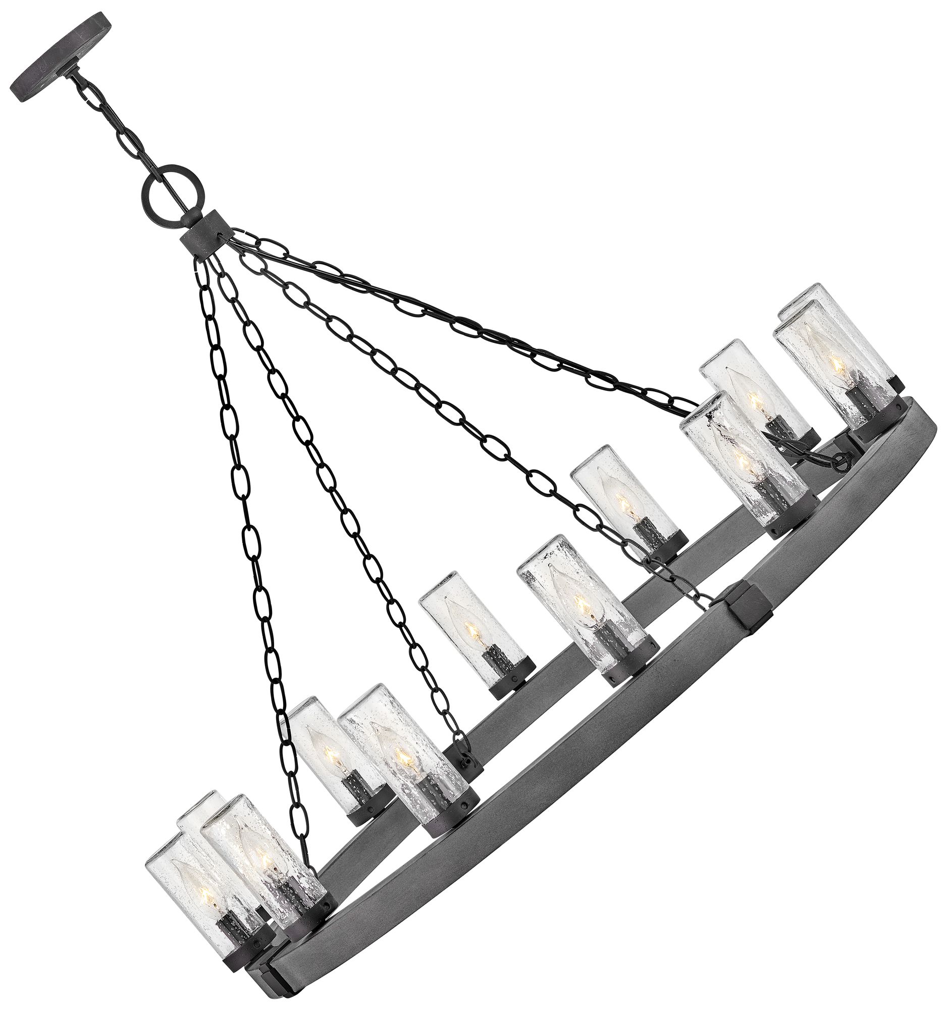 Hinkley Sawyer 38" Wide 12-Light Aged Zinc LED Outdoor Ring Chandelier