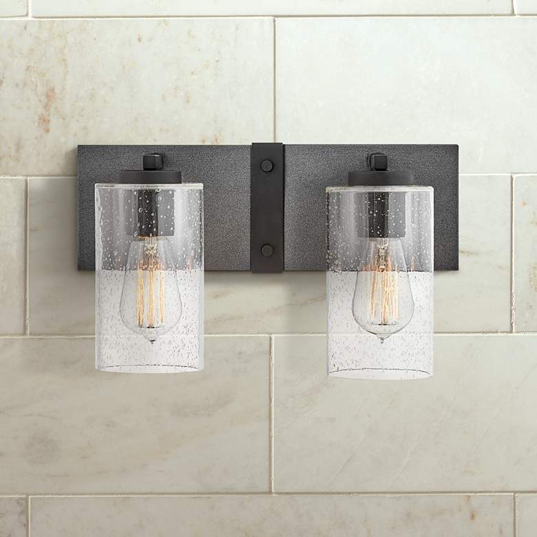 Image 1 Hinkley Sawyer 8 1/4" High Aged Zinc 2-Light Wall Sconce