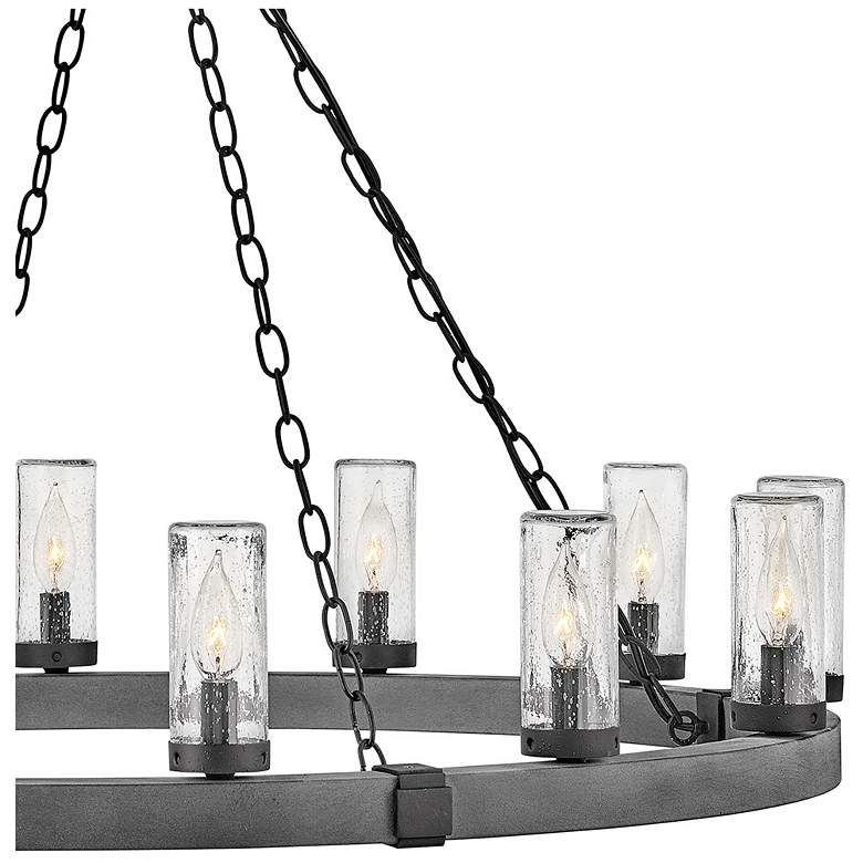Image 4 Hinkley Sawyer Aged Zinc 38" Open Air 12-Light Outdoor Ring Chandelier more views