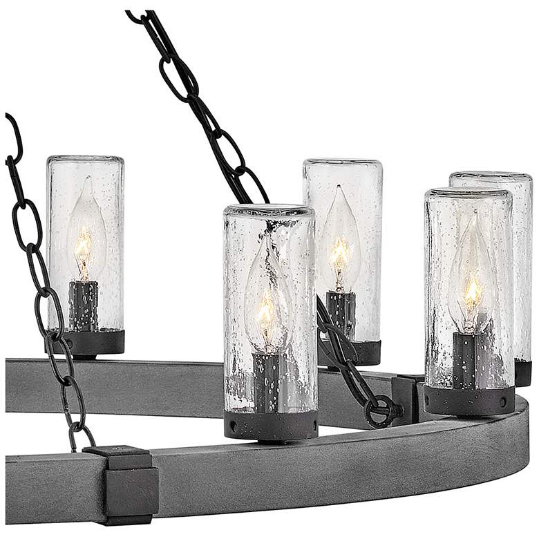 Image 6 Hinkley Sawyer Aged Zinc 38" Open Air 12-Light Outdoor Ring Chandelier more views