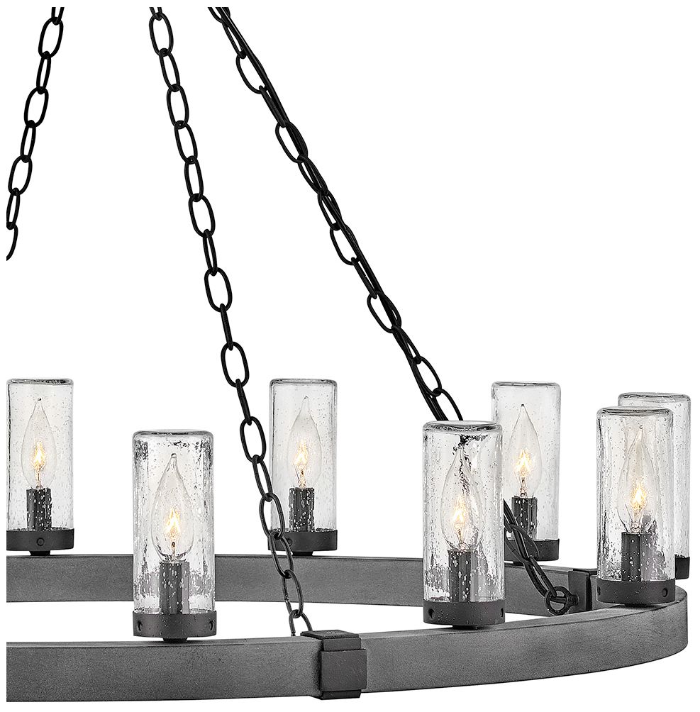 Hinkley Sawyer Aged Zinc 38" Open Air 12-Light Outdoor Ring Chandelier