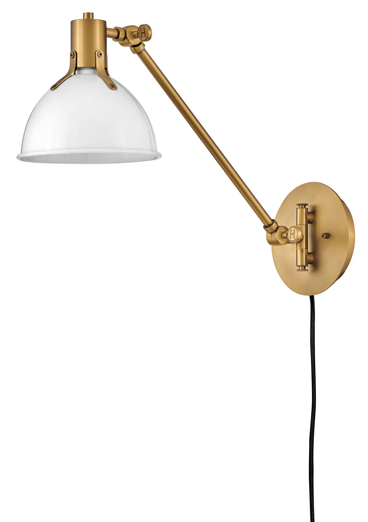 Hinkley Sconce Argo Medium Swing Arm Single Sconce 10.25" Polished White