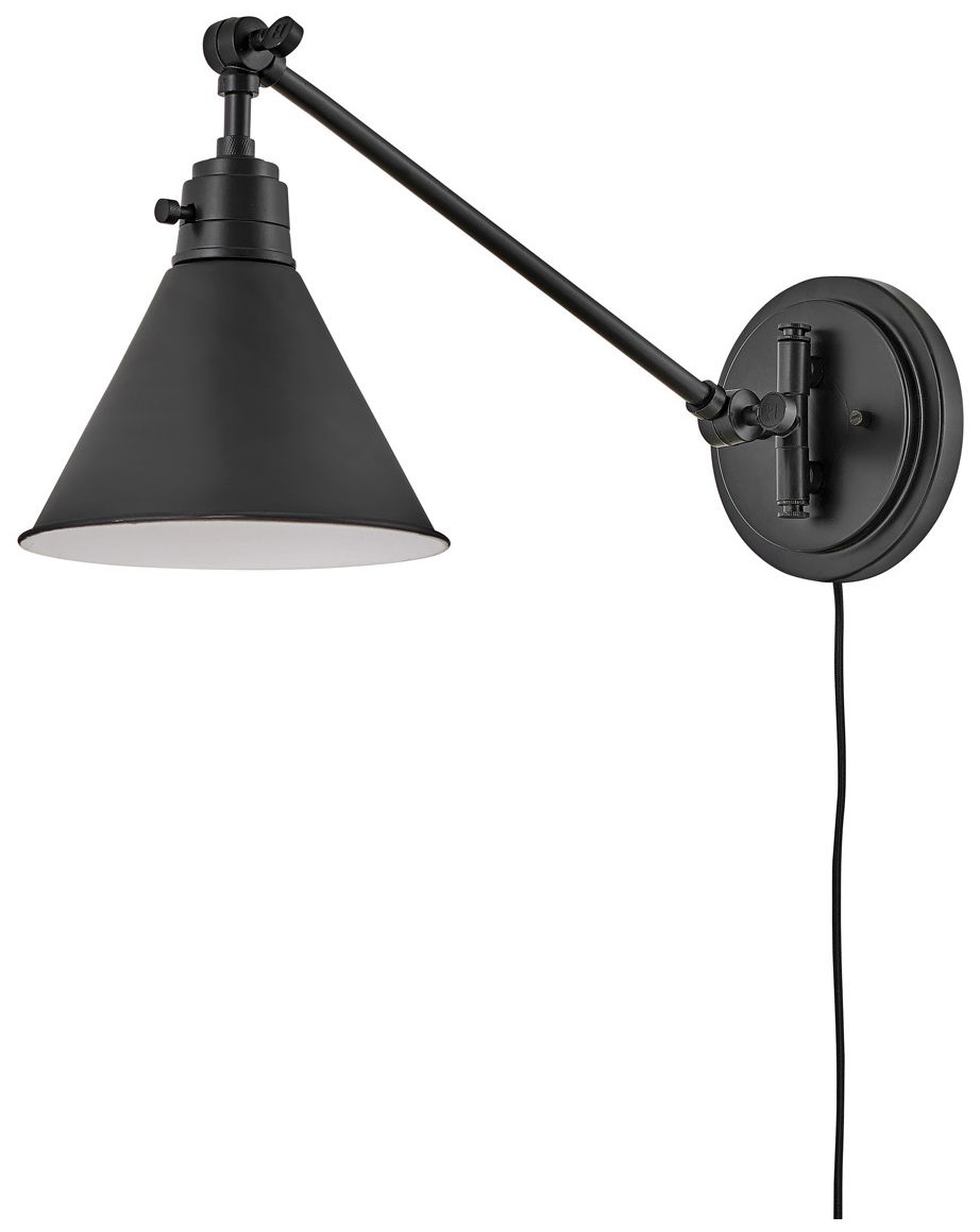 Hinkley Sconce Arti Medium Swing Arm Single Light Sconce 7" Black
