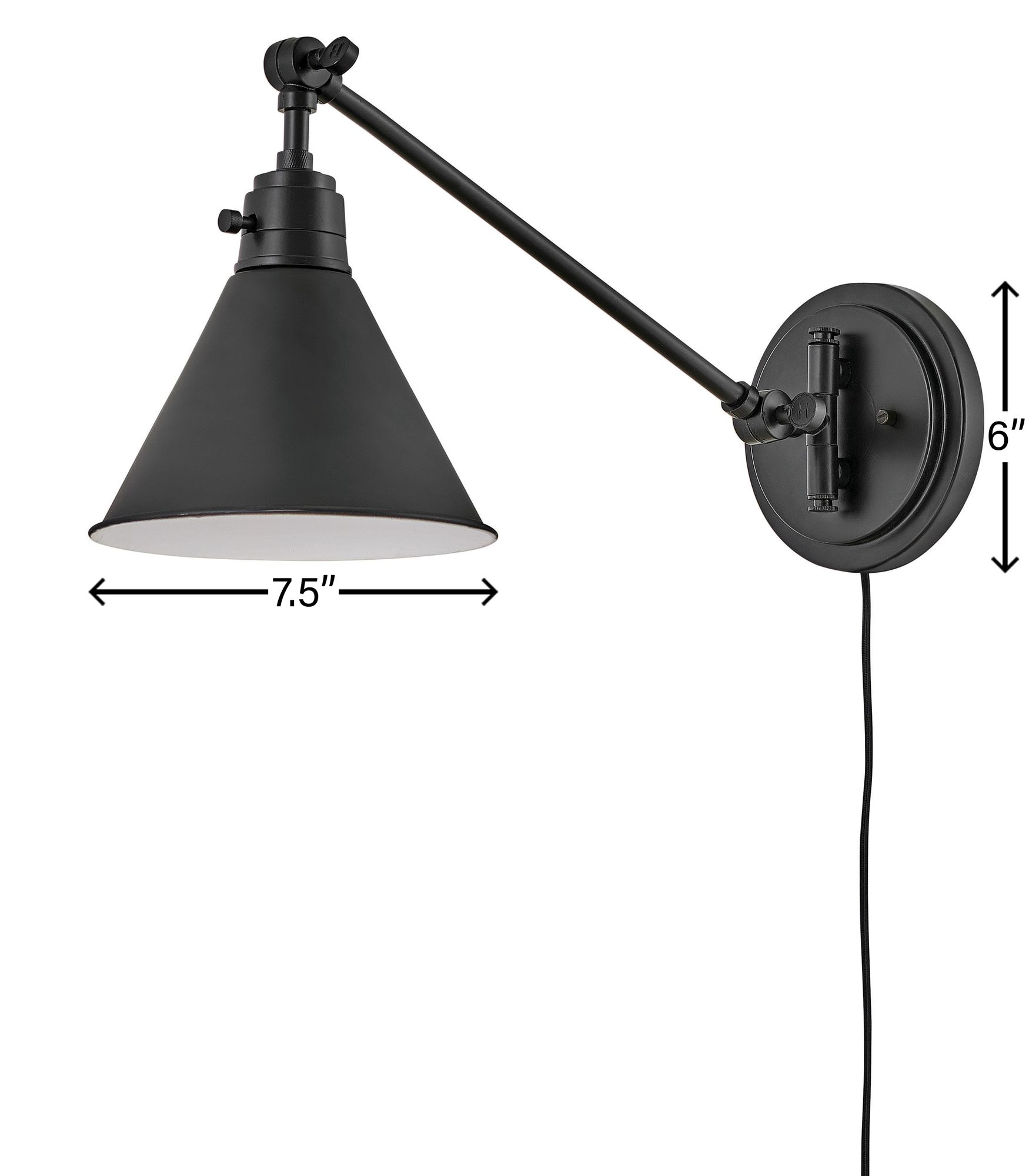 Hinkley Sconce Arti Medium Swing Arm Single Light Sconce 7" Black