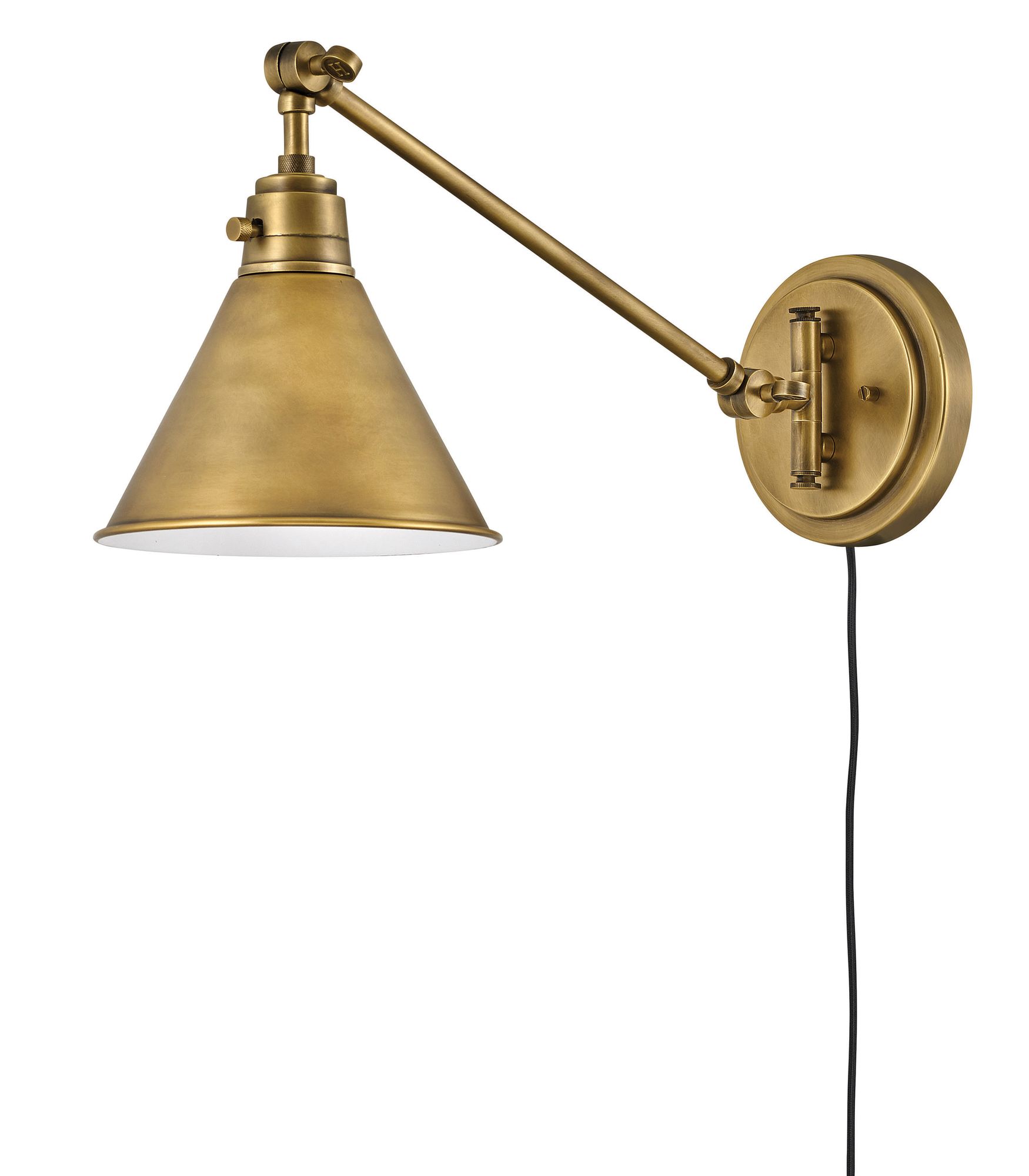 Image 2 Hinkley Sconce Arti Medium Swing Arm Single Light Sconce 7" Heritage Brass more views