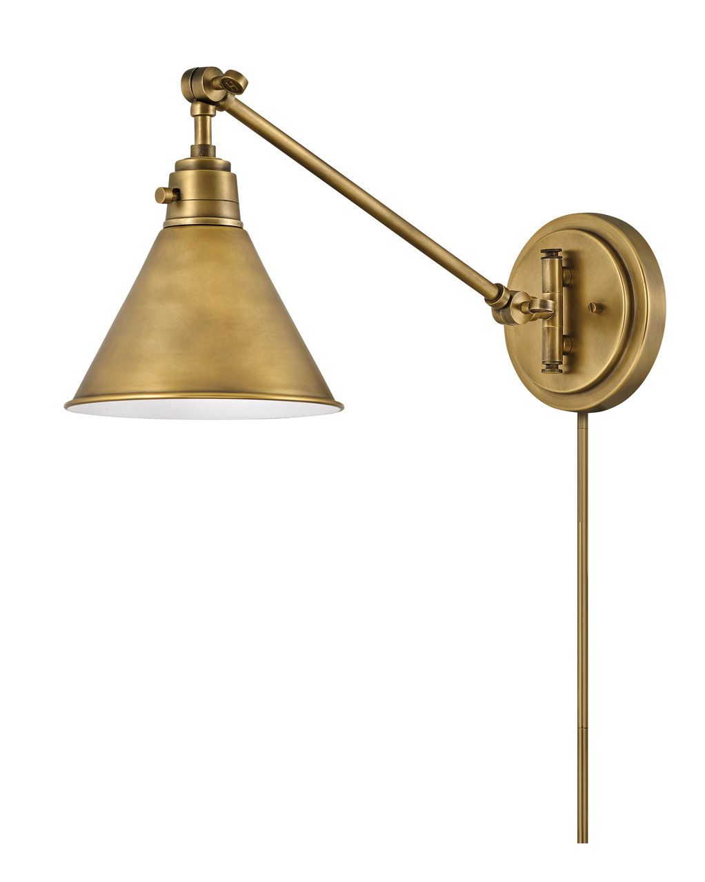 Image 3 Hinkley Sconce Arti Medium Swing Arm Single Light Sconce 7" Heritage Brass more views