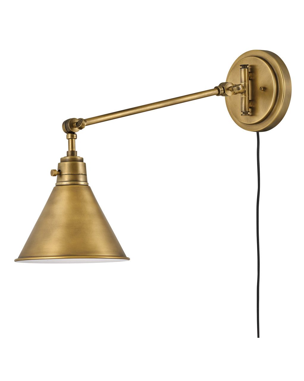 Image 4 Hinkley Sconce Arti Medium Swing Arm Single Light Sconce 7" Heritage Brass more views
