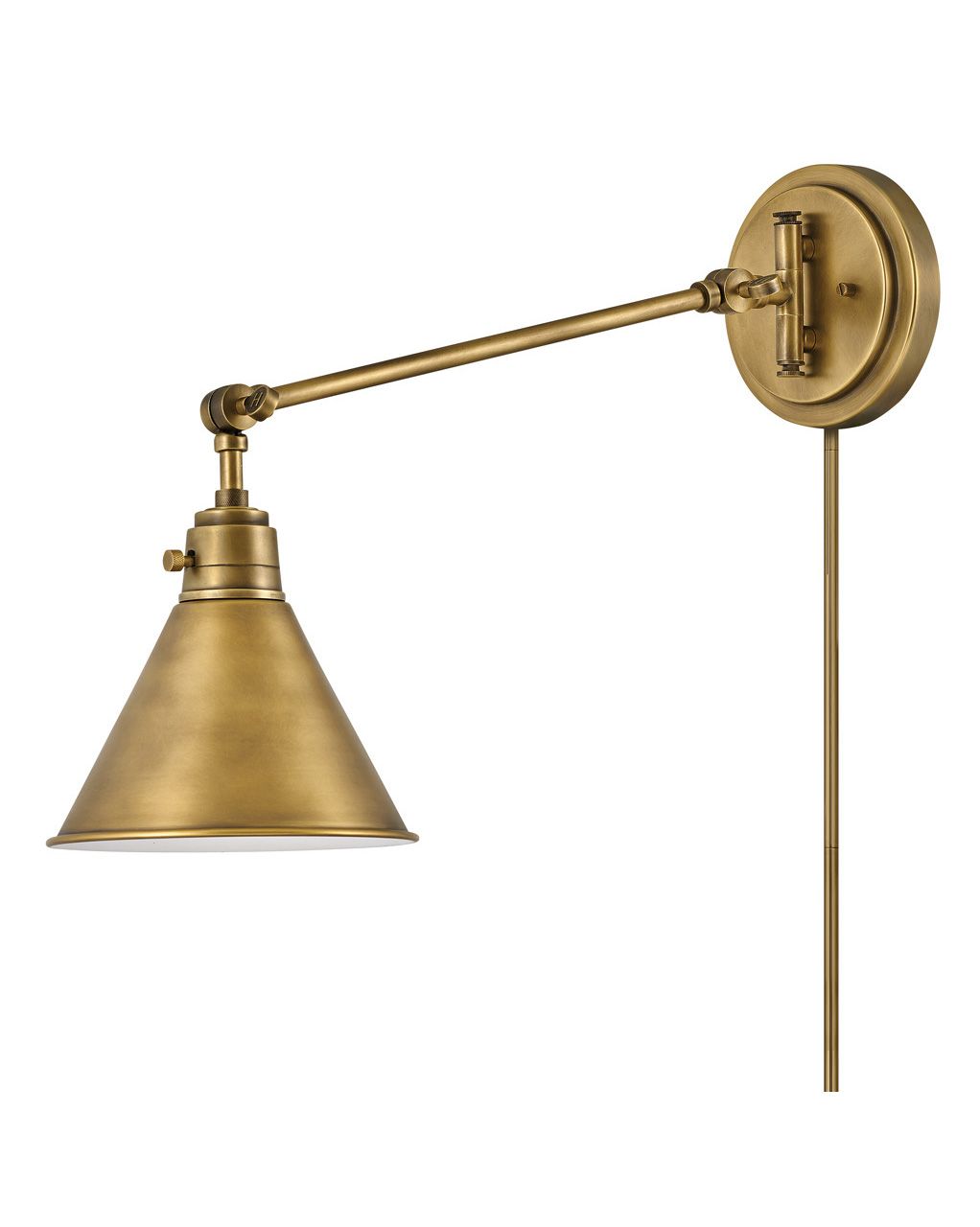 Image 5 Hinkley Sconce Arti Medium Swing Arm Single Light Sconce 7" Heritage Brass more views