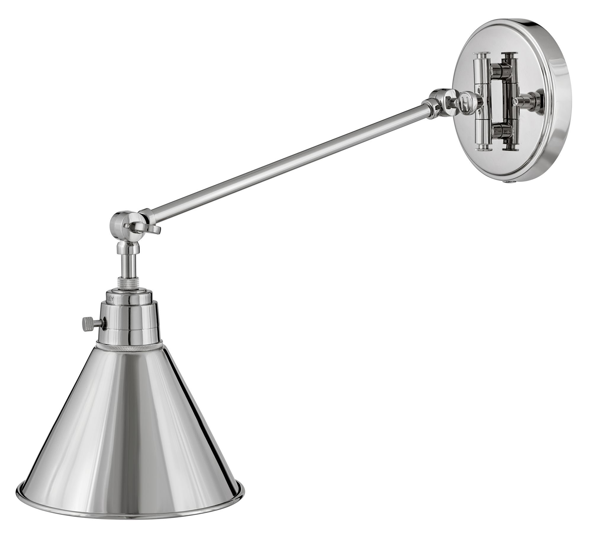 Hinkley Sconce Arti Medium Swing Arm Single Sconce 10.25" Polished Nickel
