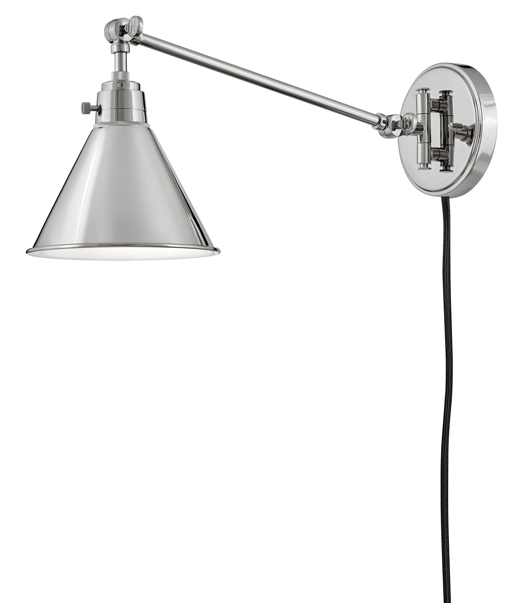 Image 4 Hinkley Sconce Arti Medium Swing Arm Single Sconce 10.25" Polished Nickel more views