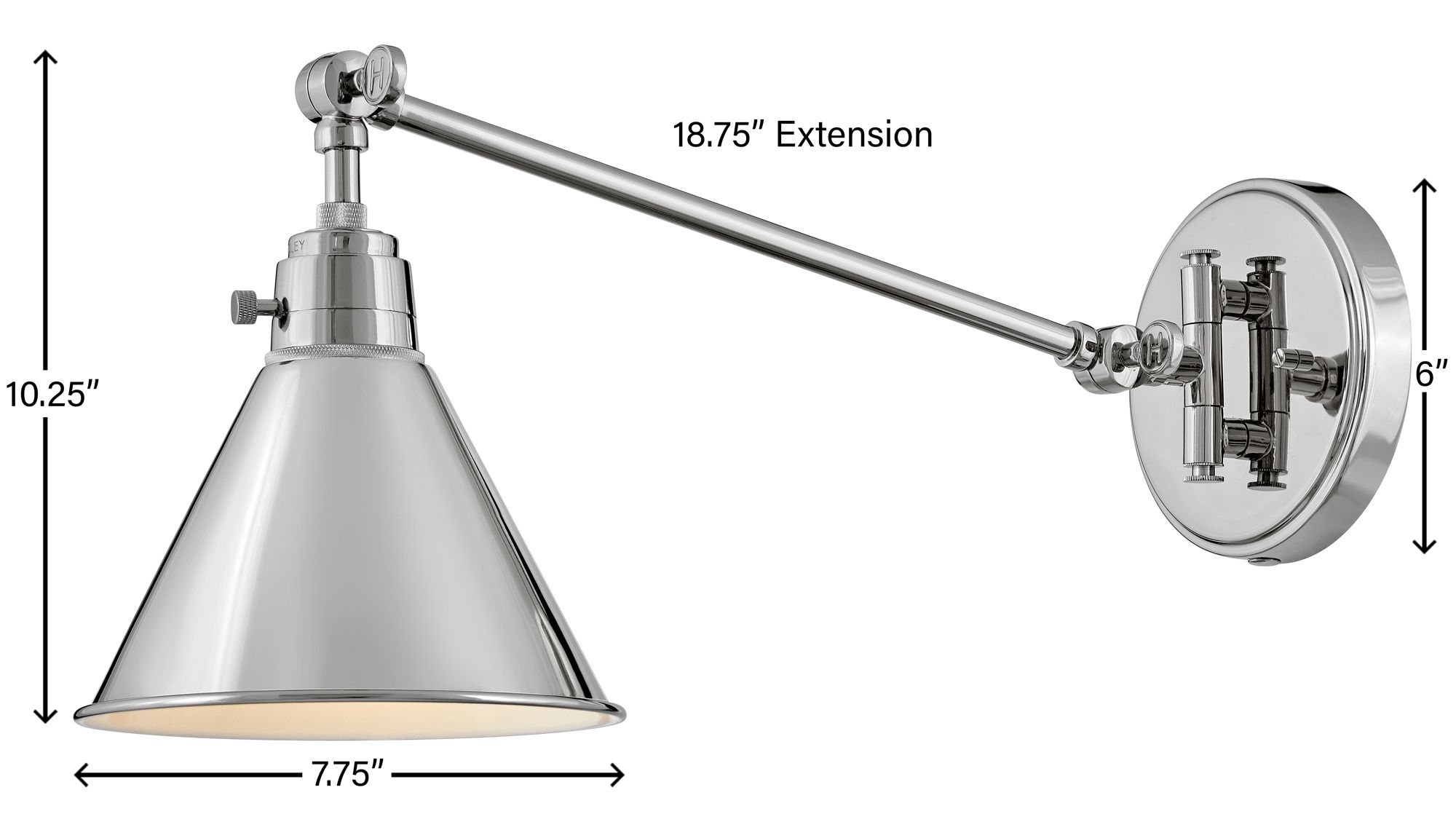Hinkley Sconce Arti Medium Swing Arm Single Sconce 10.25" Polished Nickel