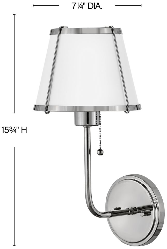 Image 3 Hinkley Sconce Clarke Medium Single Light Sconce 7" Polished Nickel more views