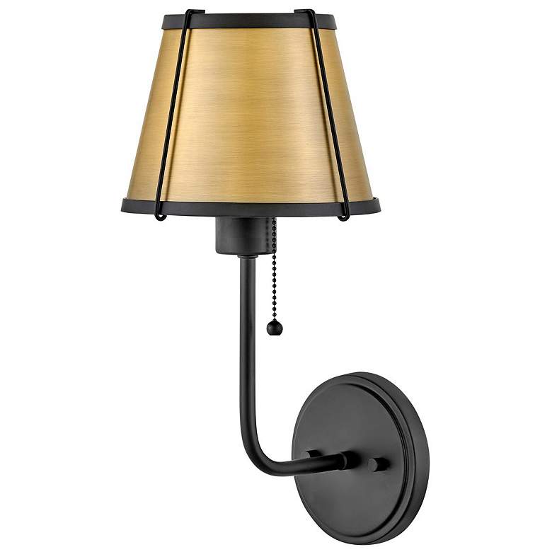 Image 1 HINKLEY SCONCE CLARKE Single Light Sconce Black with Lacquered Dark Brass