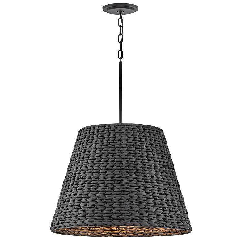 Image 1 Hinkley Seabrook 24" Wide Black Seagrass Shade Pendant Chandelier