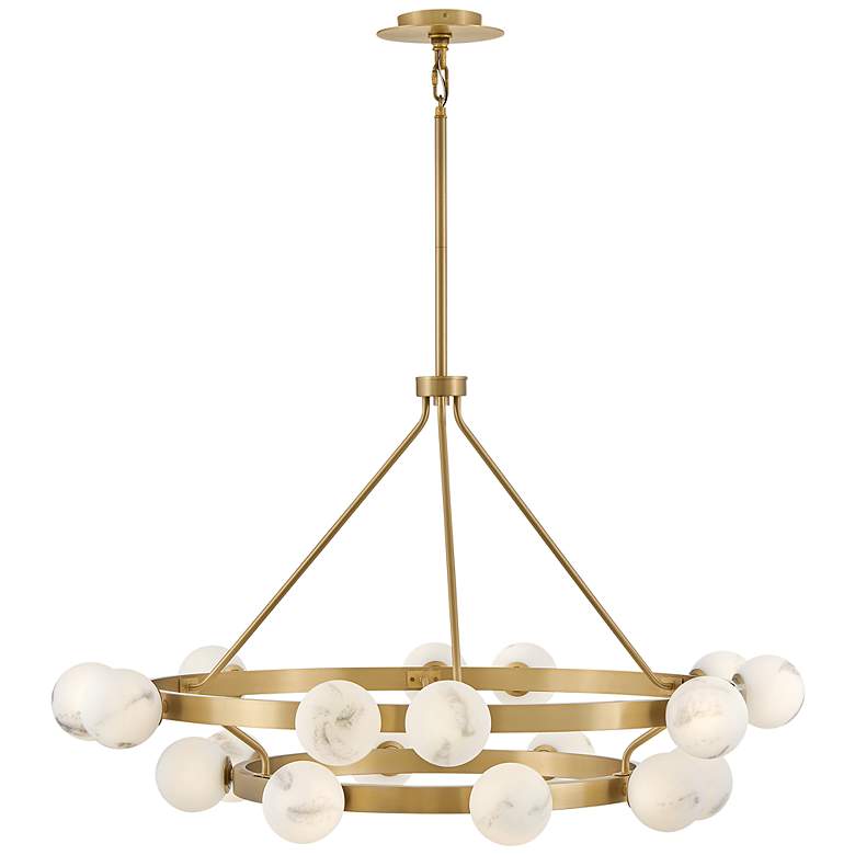 Image 7 Hinkley Selene 48" Lacquered Brass 18-Light Multi-Tier Ring Chandelier more views