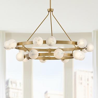 Hinkley Selene 48" Lacquered Brass 18-Light Multi-Tier Ring Chandelier