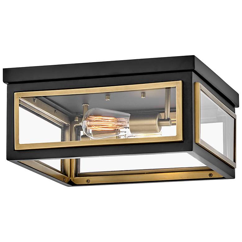 Image 2 Hinkley Shaw 14" Wide Black and Brass 2-Light Ceiling Light more views