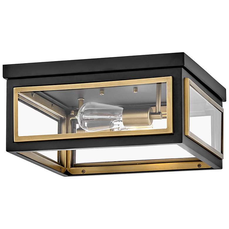Image 4 Hinkley Shaw 14" Wide Black and Brass 2-Light Ceiling Light more views
