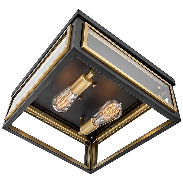 Image 5 Hinkley Shaw 14" Wide Black and Brass 2-Light Ceiling Light more views