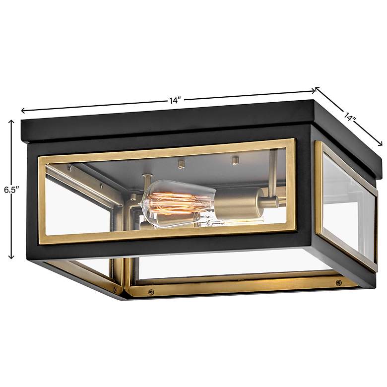 Image 6 Hinkley Shaw 14" Wide Black and Brass 2-Light Ceiling Light more views