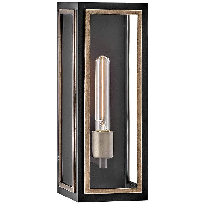 Image 1 Hinkley Shaw 15 inch High Rectangular Black and Glass Outdoor Wall Light
