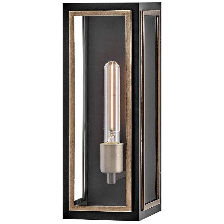 Image 1 Hinkley Shaw 15" High Rectangular Black and Glass Outdoor Wall Light