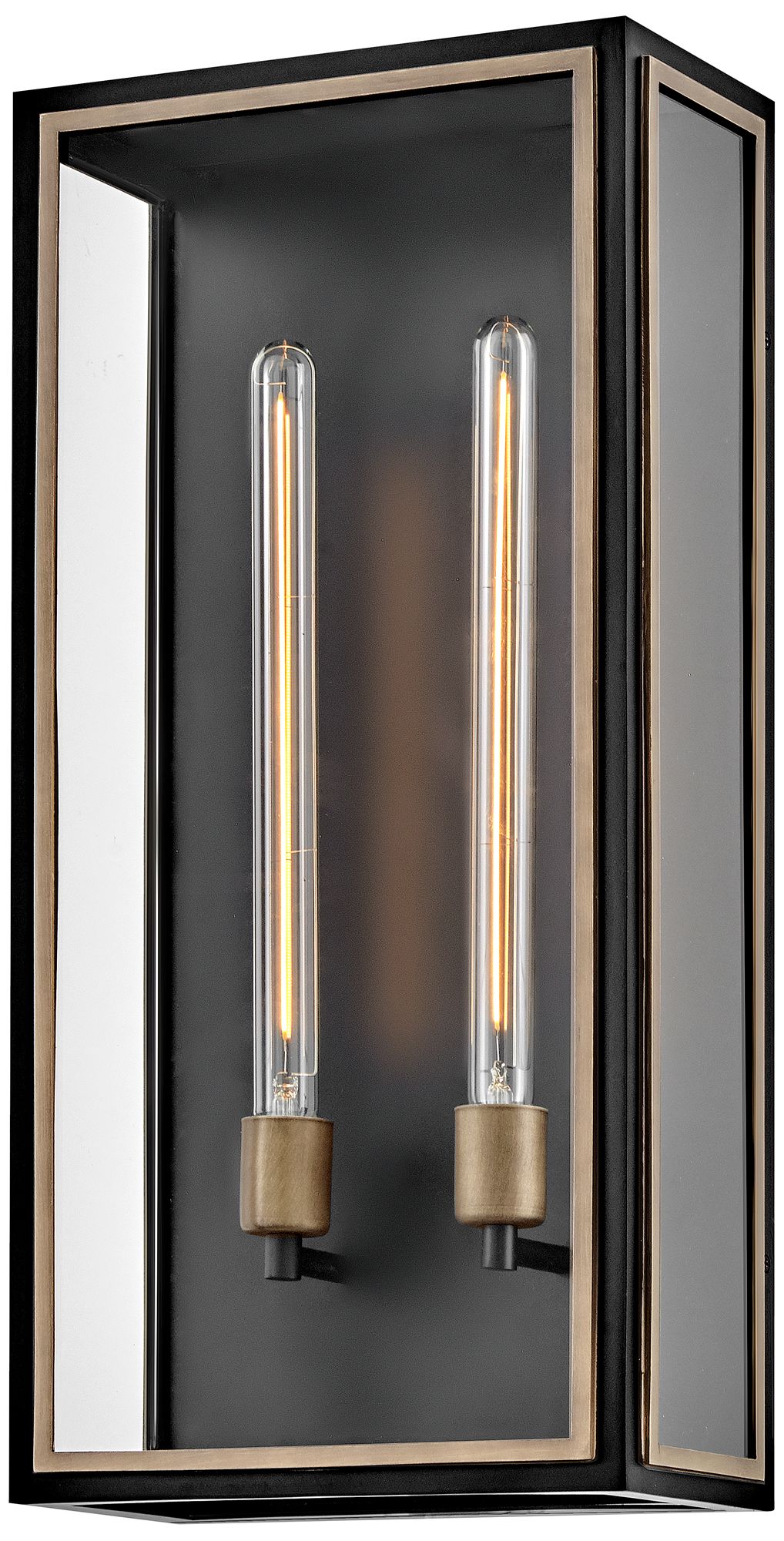 Hinkley Shaw 25" 2-Light Bkack and Clear Glass Outdoor Wall Lantern