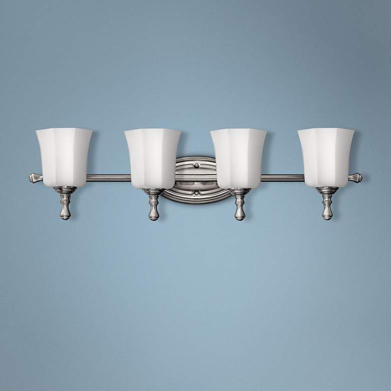 Image 1 Hinkley Shelly 32 1/4"W Brushed Nickel 4-Light Bath Light