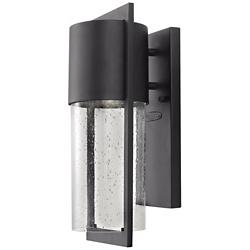 Hinkley Shelter 15 1/2&quot; High Seeded Glass and Black Outdoor Wall Light