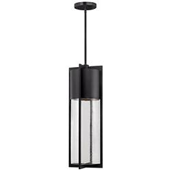 Hinkley Shelter 24 1/2&quot; Black and Seeded Glass Outdoor Hanging Light