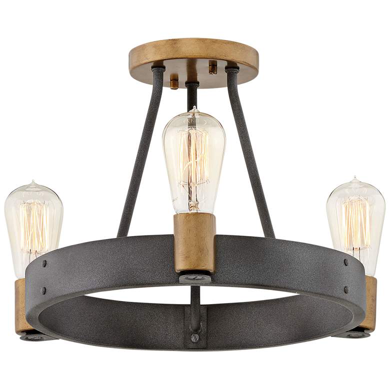 Image 2 Hinkley Silas 17" Wide Aged Zinc 3-Light Ring Ceiling Light