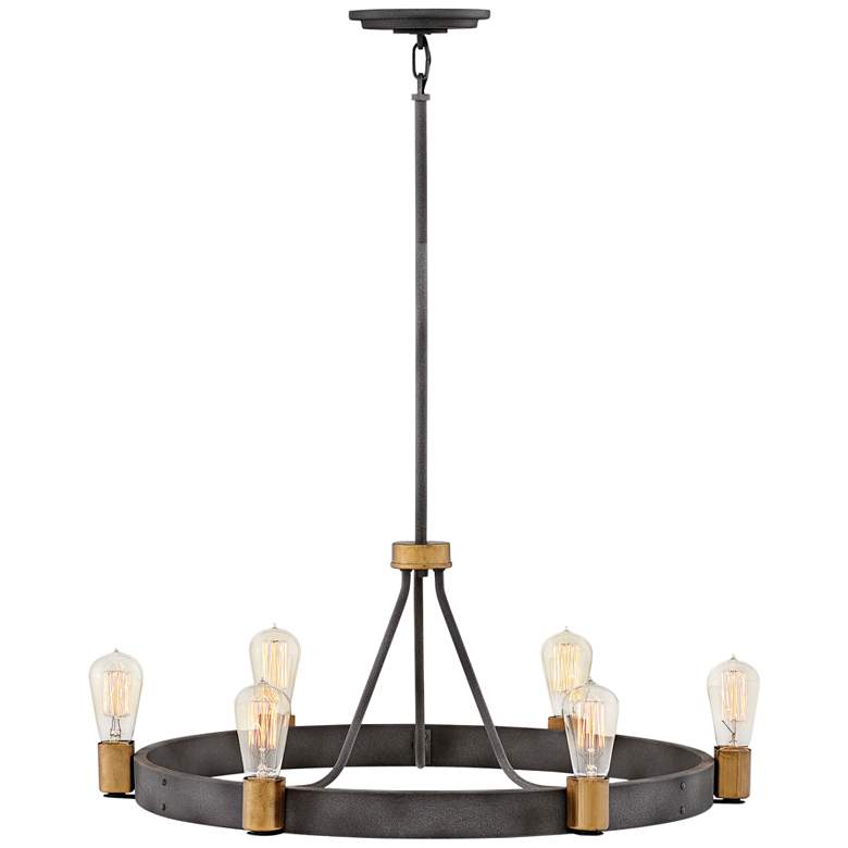 Image 2 Hinkley Silas 28 3/4" Wide Aged Zinc 6-Light Chandelier