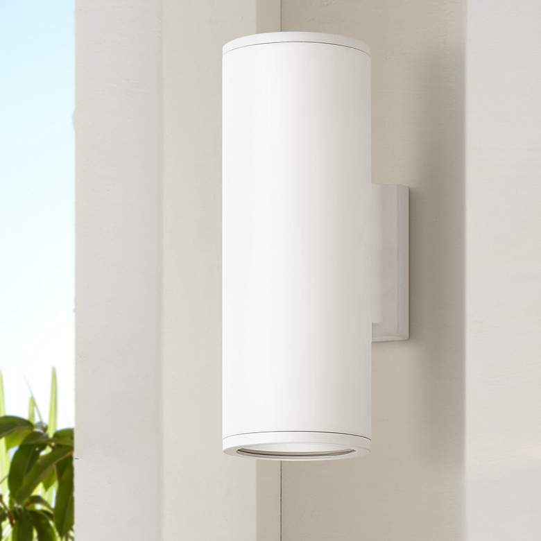 Image 1 Hinkley Silo 12 inch High Satin White LED Outdoor Wall Light