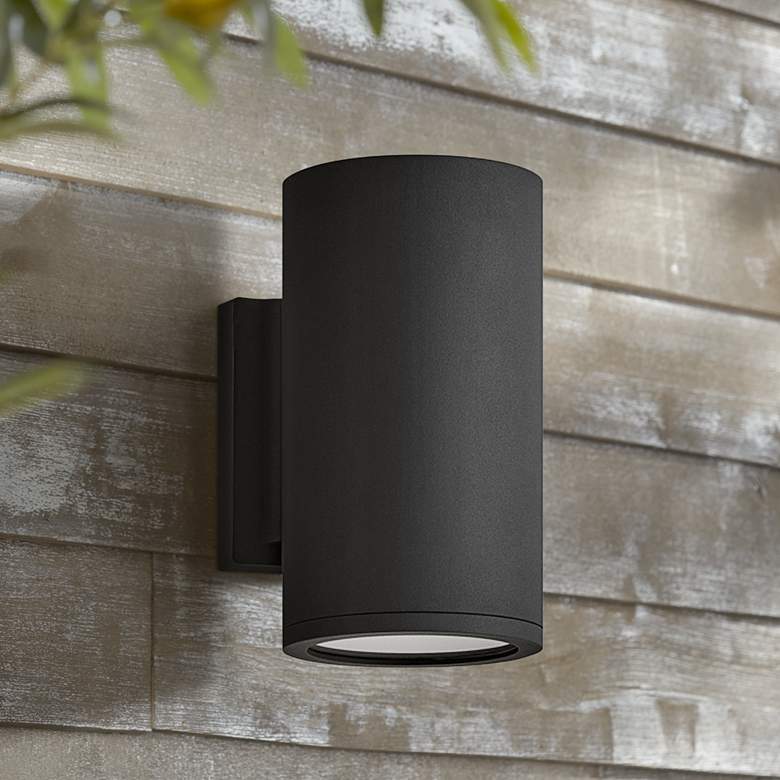 Image 1 Hinkley Silo 8" High Black Cylinder Modern LED Outdoor Wall Light