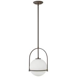 Hinkley Somerset 11 1/2" Buckeye Bronze Opal Glass Mini Pendant Light