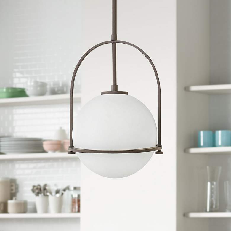 Image 1 Hinkley Somerset 11 1/2" Buckeye Bronze Opal Glass Mini Pendant Light