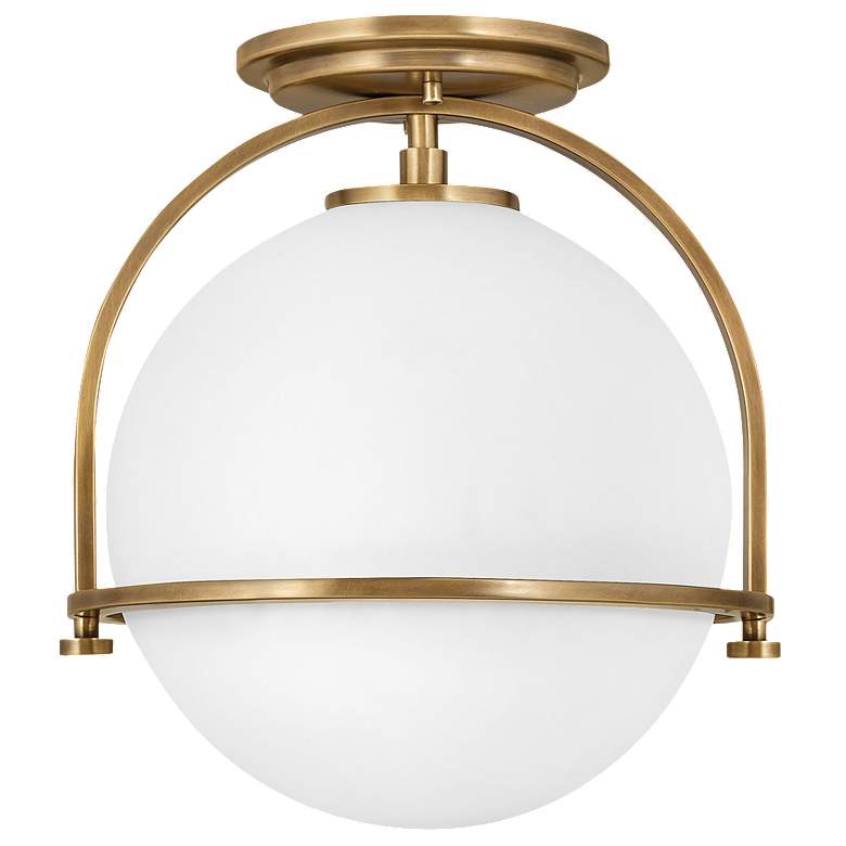 Image 1 Hinkley Somerset 11 1/2 inch Heritage Brass White Globe LED Ceiling Light