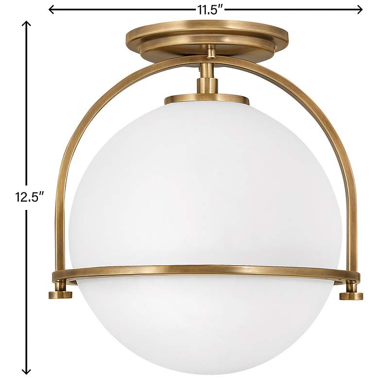 Image 7 Hinkley Somerset 11 1/2" Heritage Brass White Globe LED Ceiling Light more views