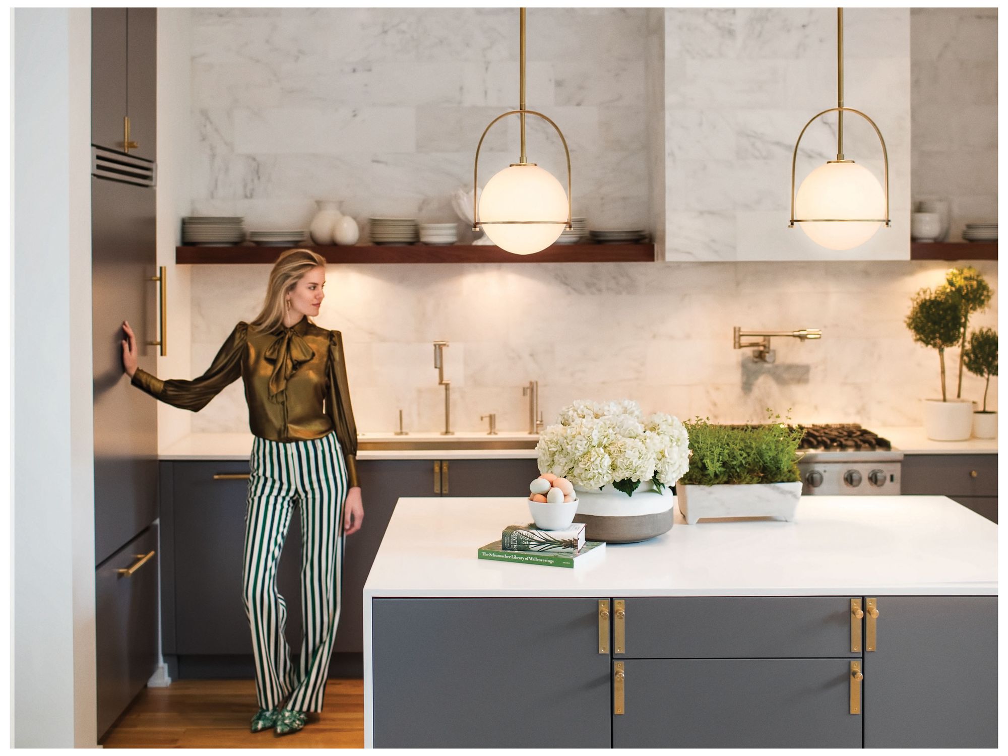 Hinkley Somerset 11 1/2" Heritage Brass White Globe LED Ceiling Light