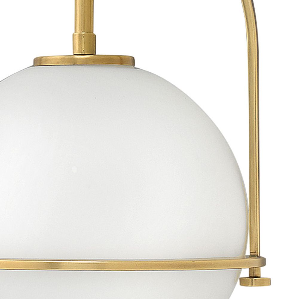 Hinkley Somerset 11 1/2" Heritage Brass White Orb Globe Mini Pendant