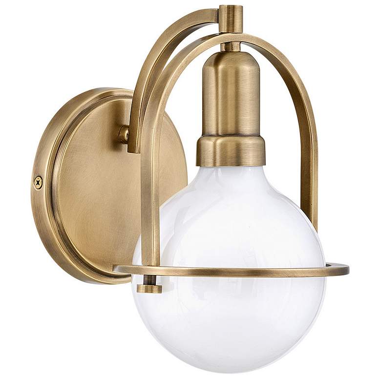 Image 1 Hinkley Somerset 9 inch High White Glass Heritage Brass Wall Light