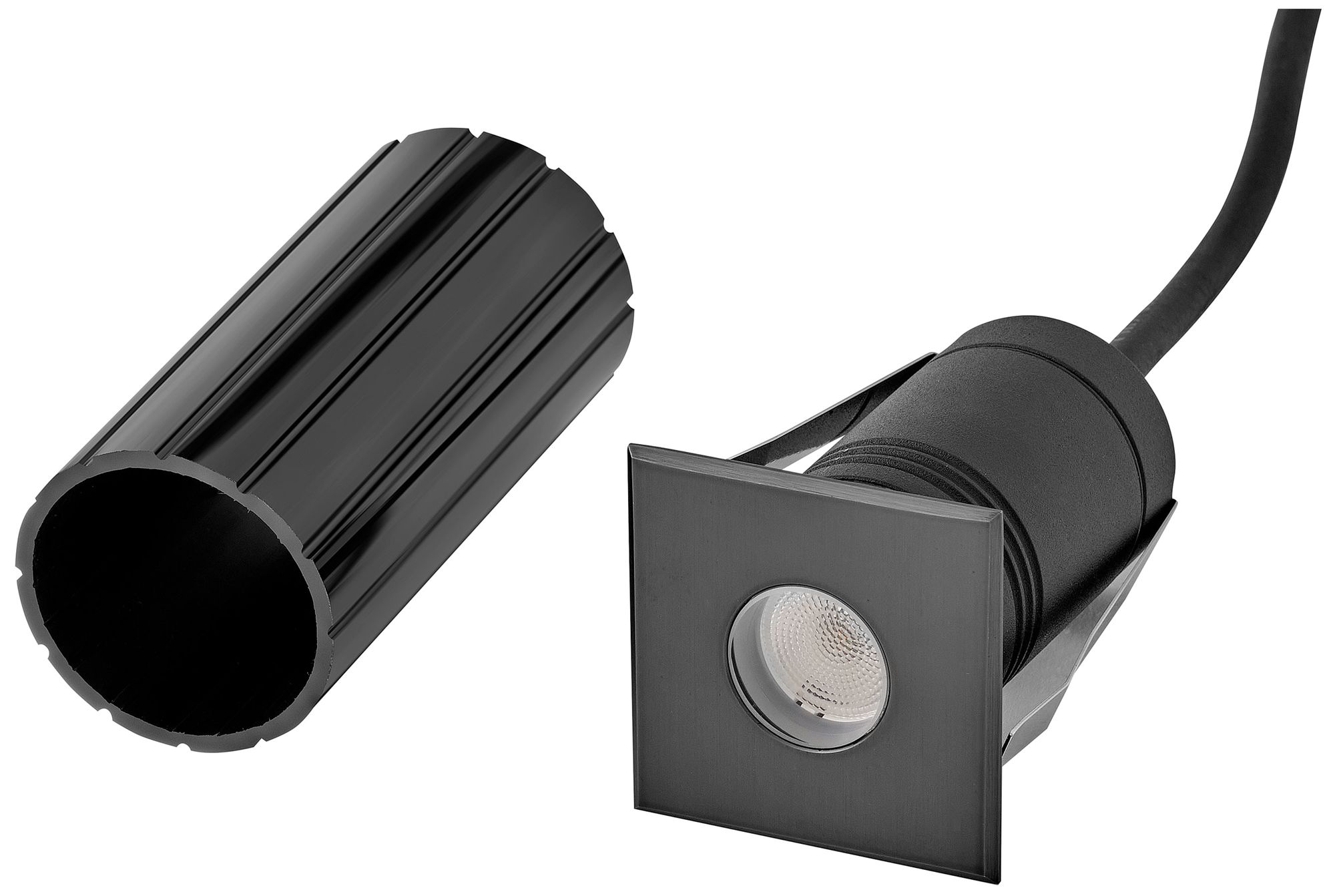 Image 3 Hinkley Sparta Dot Larg LED Square Button Light 2.25" Stainless Steel Black more views