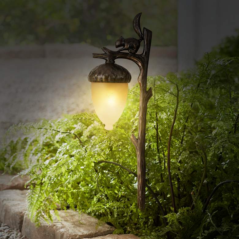 Image 4 Hinkley Squirrel and Acorn 22" High Amber and Bronze Landscape Light more views