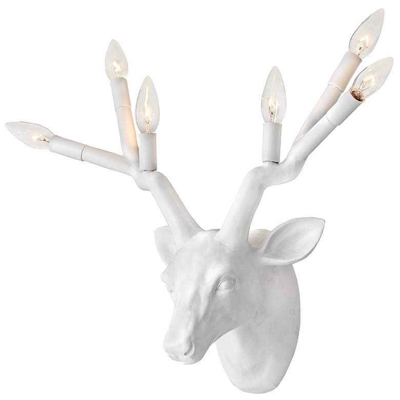 Image 3 Hinkley Stag Deer Head 20" White Modern Rustic Plug-In Wall Sconce more views