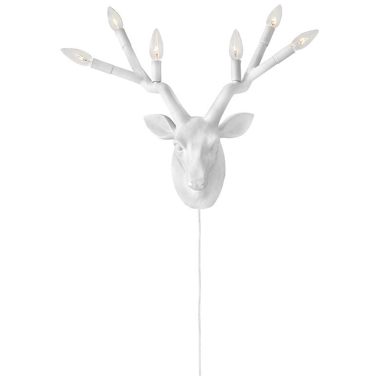 Image 4 Hinkley Stag Deer Head 20" White Modern Rustic Plug-In Wall Sconce more views